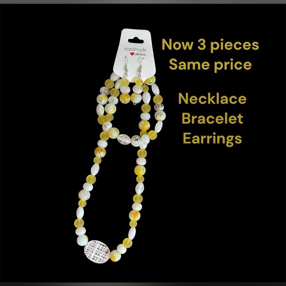 2 PIECE HANDCRAFTED SET 16” GLASS BEAD NECKLACE AND DROP EARRINGS “DAISY MAY” - Picture 3 of 3